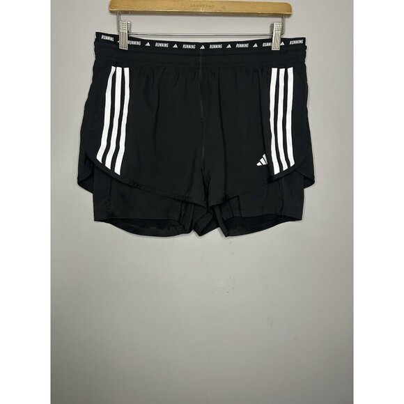 Adidas Own The Run 2-in-1 Shorts Women’s Size Large Lined Black With Reflectors - Picture 4 of 12